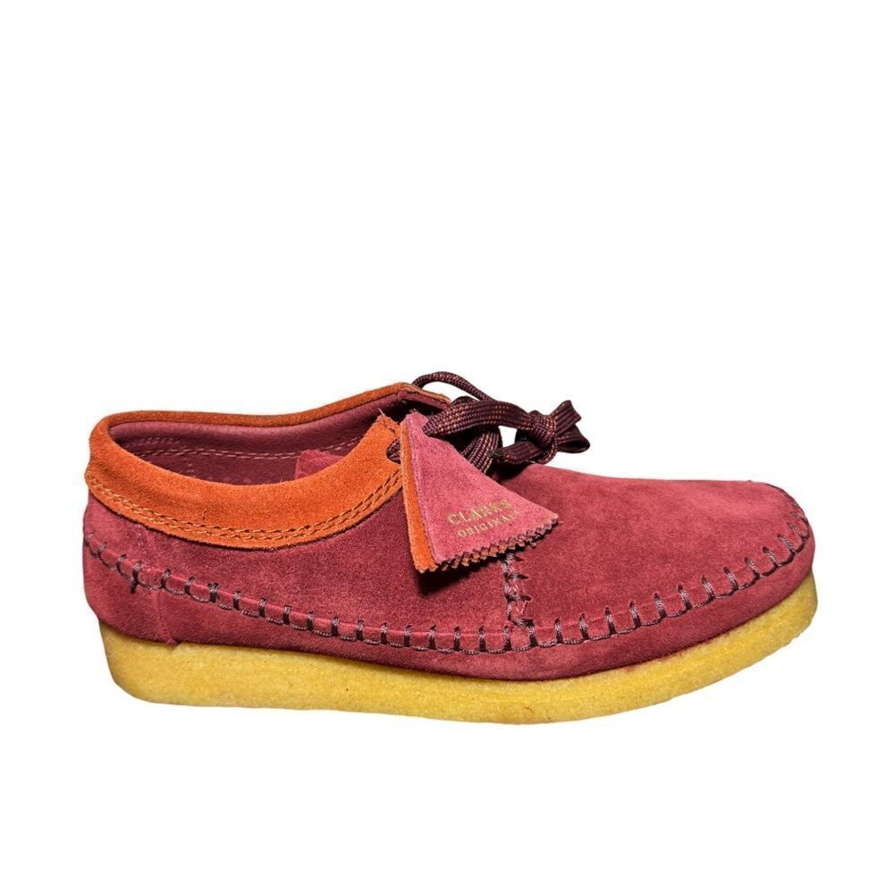 Clarks Red and Orange Chukka Boots with Suede Finish